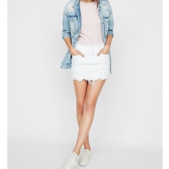 Express Dresses & Skirts - Express White Jean Skirt